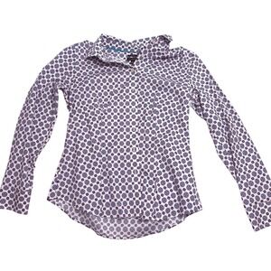 Talbots Womens 6 Non-Iron Cotton Stretch Geometric Tile Button Down Shirt Purple